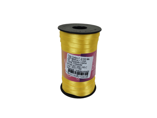 Fita Cetim Simples 7mm x 100m Amarelo Gema – Cinderela
