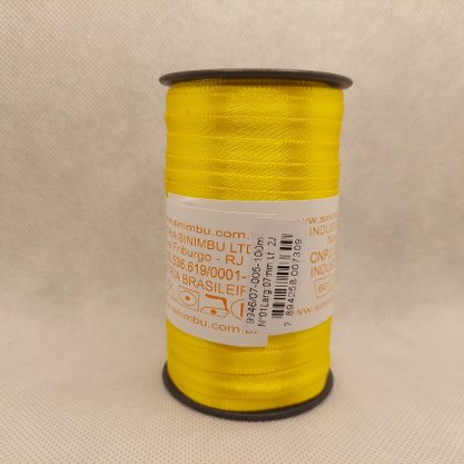 Fita Cetim Simples 7mm x 100m Amarelo Ouro – Sinimbu