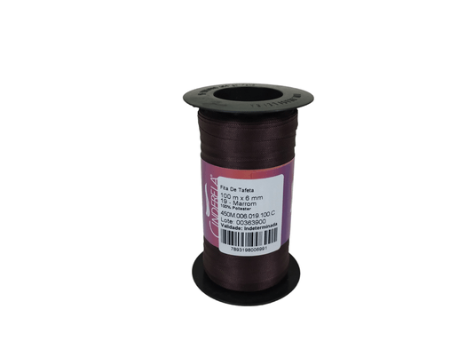 Fita Cetim Simples 7mm x 100m Marrom - Cinderela