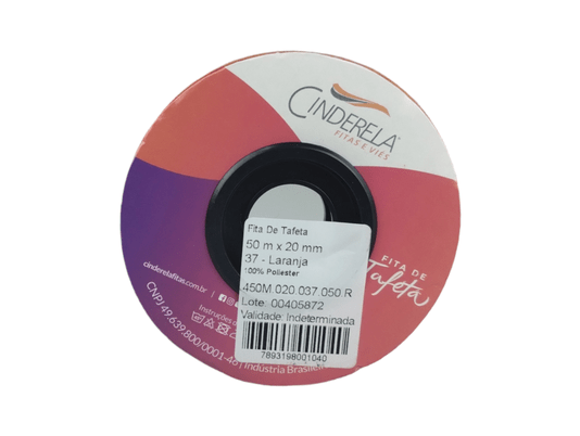 Fita Tafetá Simples 20mm x 50m Laranja – Cinderela