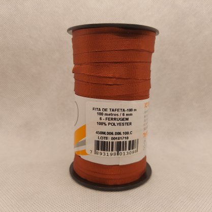 Fita Tafetá Simples 6mm x 100m Ferrugem - Cinderela
