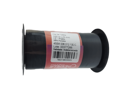 Fita Tafeta Simples 6mm x 100m Preto – Cinderela