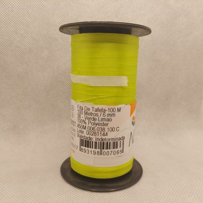 Fita Tafetá Simples 6mm x 100m Verde Limão – Cinderela