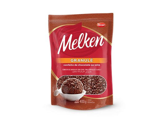 Flocos de chocolate Granulé Melken Ao leite 400g – Harald 