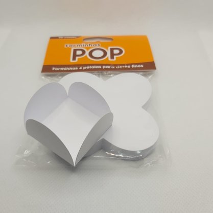 Forminha para doce 4 pétalas Box Branca –  50unid –  Pop