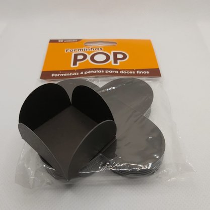 Forminha para doce 4 pétalas Box Preto –  50unid –  Pop