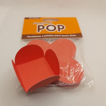Forminha para doce 4 pétalas Box Vermelha –  50unid –  Pop