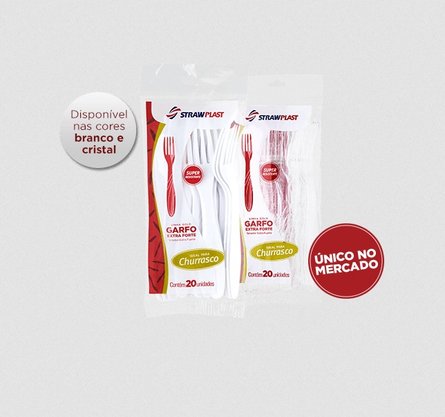 Garfo Extra Forte Churrasco Branco com 20 un. - Strawplast