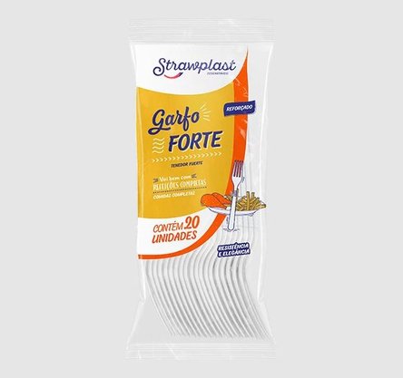 Garfo Forte Branco com 20 unidades - Strawplast