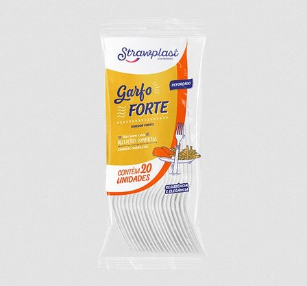 Garfo Forte Refeição Transparente (Cristal) com 20 un. - Strawplast