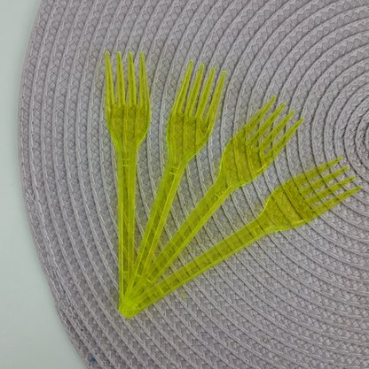 Garfo sobremesa com 50 unidades – Neon Amarelo – Bello Festas 