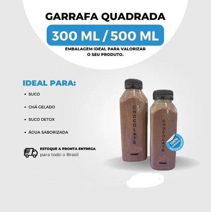 GARRAFA PET 500ML C/4 QUAD. TAMPA LACRE BRANCA 