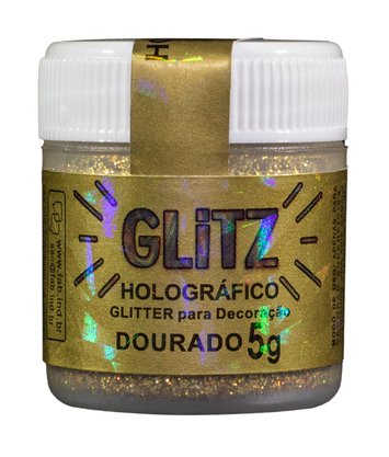 Glitter decorativo FAB Glitz Holográfico Dourado 5g