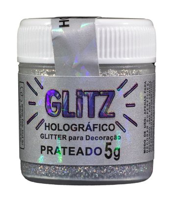 Glitter decorativo FAB Glitz Holográfico Prata 5g