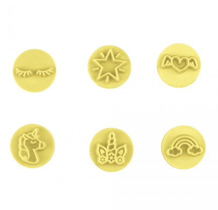 Kit Carimbos Unicórnios 2cm Amarelo – BlueStar