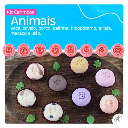 Kit mini Carimbos Animais 8 peças - Bluestar