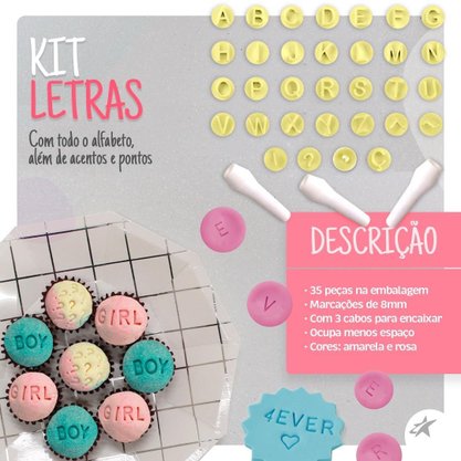 Kit mini Carimbos Letras 32 peças - Bluestar