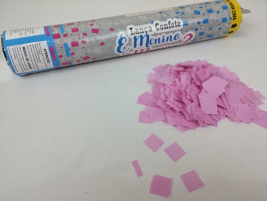Lança Confete Chá Revelação Rosa 30cm – Silver Festas 