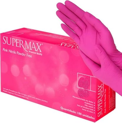 Luva Nitrílica Supermax Pink – tamanho G – 100 unidades