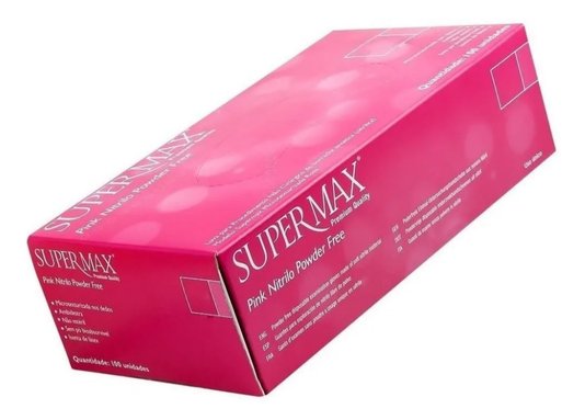 Luva Nitrílica Supermax Pink – tamanho XP – 100 unidades