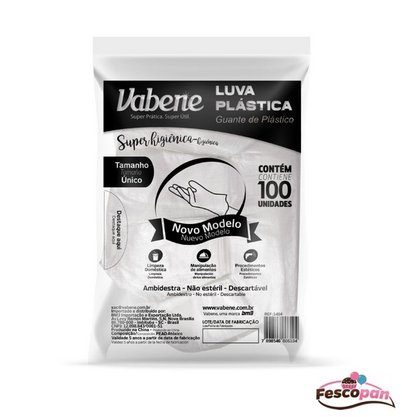 Luva Plástica 100 unidades – Vabene 