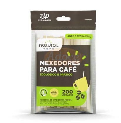 Mexedor Bambu para Café/Drink Médio com 200 unidades