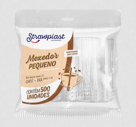 Mexedor Pequeno 7,5cm transparente (Cristal) com 500 un. - Strawplast