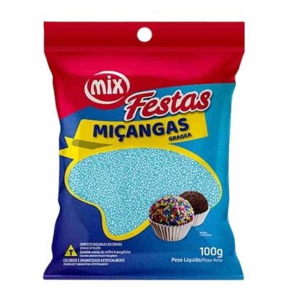 Miçanga 100g Azul Bebê - Mix