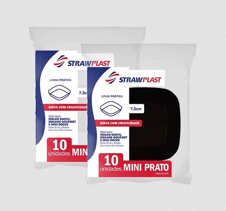 Mini Prato 7,5cm Preto com 10 un. - Strawplast