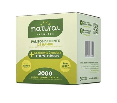 Palito Dental Bambu Embalado com 2.000 unidades – Natural