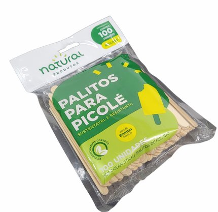 Palito para Picolé em Bambu 11,5cm – 100 unidades – Natural 