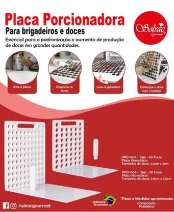 Placa Porcionadora para Brigadeiros e Doces de 15g* - 50 Furos – Solrac