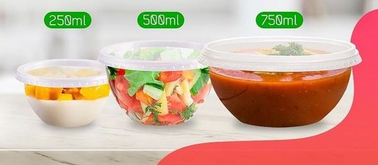 Pote Bowl com tampa 750ml – 20 unidades - Prafesta