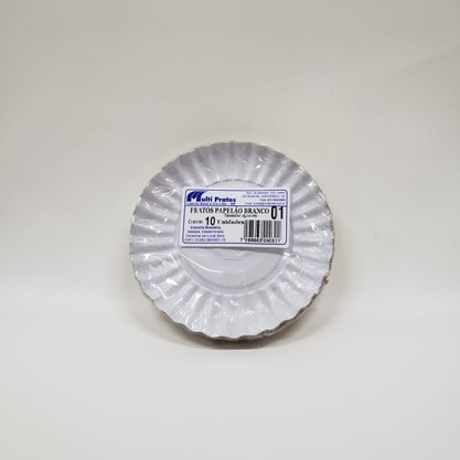 Prato de Papelão Branco Nº 1 com 10 unidades – 13cm