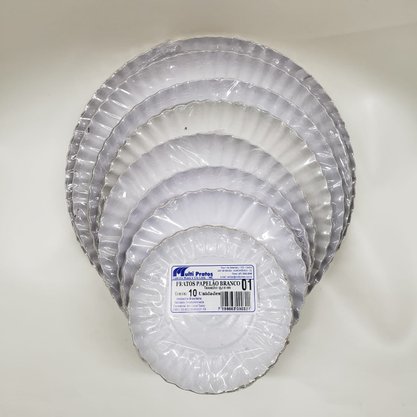 Prato de Papelão Branco Nº 2 com 10 unidades – 16cm.