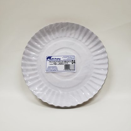 Prato de Papelão Branco Nº 4 com 10 unidades – 20cm