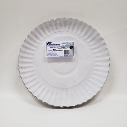 Prato de Papelão Branco Nº 5 com 10 unidades – 22,5cm