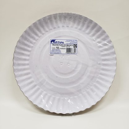 Prato de Papelão Branco Nº 6 com 10 unidades – 25cm