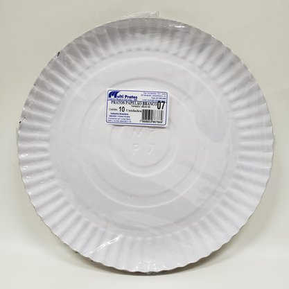 Prato de Papelão Branco Nº 7 com 10 unidades – 28cm