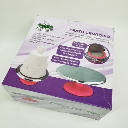 Prato Giratório Bailarina Aço Inox para bolo 30,5cm – Prime Chef