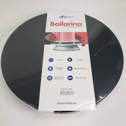 Prato Giratório Bailarina para bolo 29,5cm Preta – Bluestar