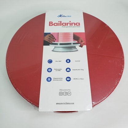 Prato Giratório Bailarina para bolo 29,5cm Vermelha – Bluestar