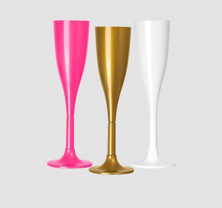 Taça Champanhe 120ml Dourada (Ouro) com 4 un. – Strawplast 