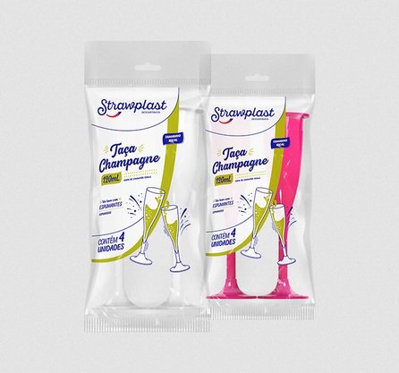 Taça Champanhe 120ml Dourada (Ouro) com 4 un. – Strawplast 