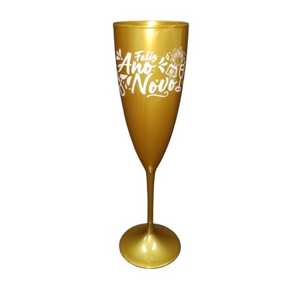 Taça de Champanhe Feliz Ano Novo Dourada 170ML - Neoplas