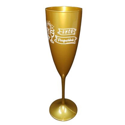 Taça de Champanhe Feliz Ano Novo Dourada 170ML - Neoplas