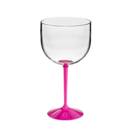 Taça de Gin Shelby Bicolor Transparente (Cristal) com Base Rosa 500ml - Neoplas