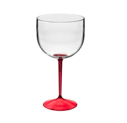 Taça de Gin Shelby Bicolor Transparente (Cristal) com Base Vermelha 500ml - Neoplas