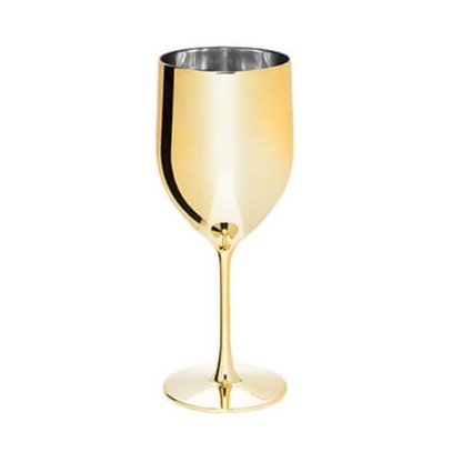 Taça de Vinho Gênova Metalizada Dourada 400ml - Neoplas