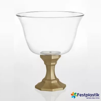 Taça Diamante Cristal com Base Ouro 1250ml – Festplastik 